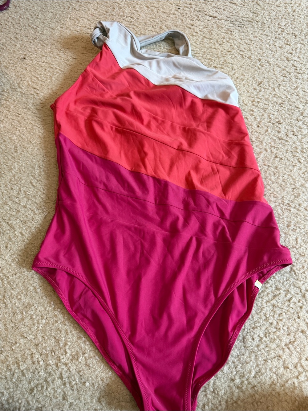 summersalt women’s' Colorblock One-Piece Swimsuit in Magenta, Coral & Cream
